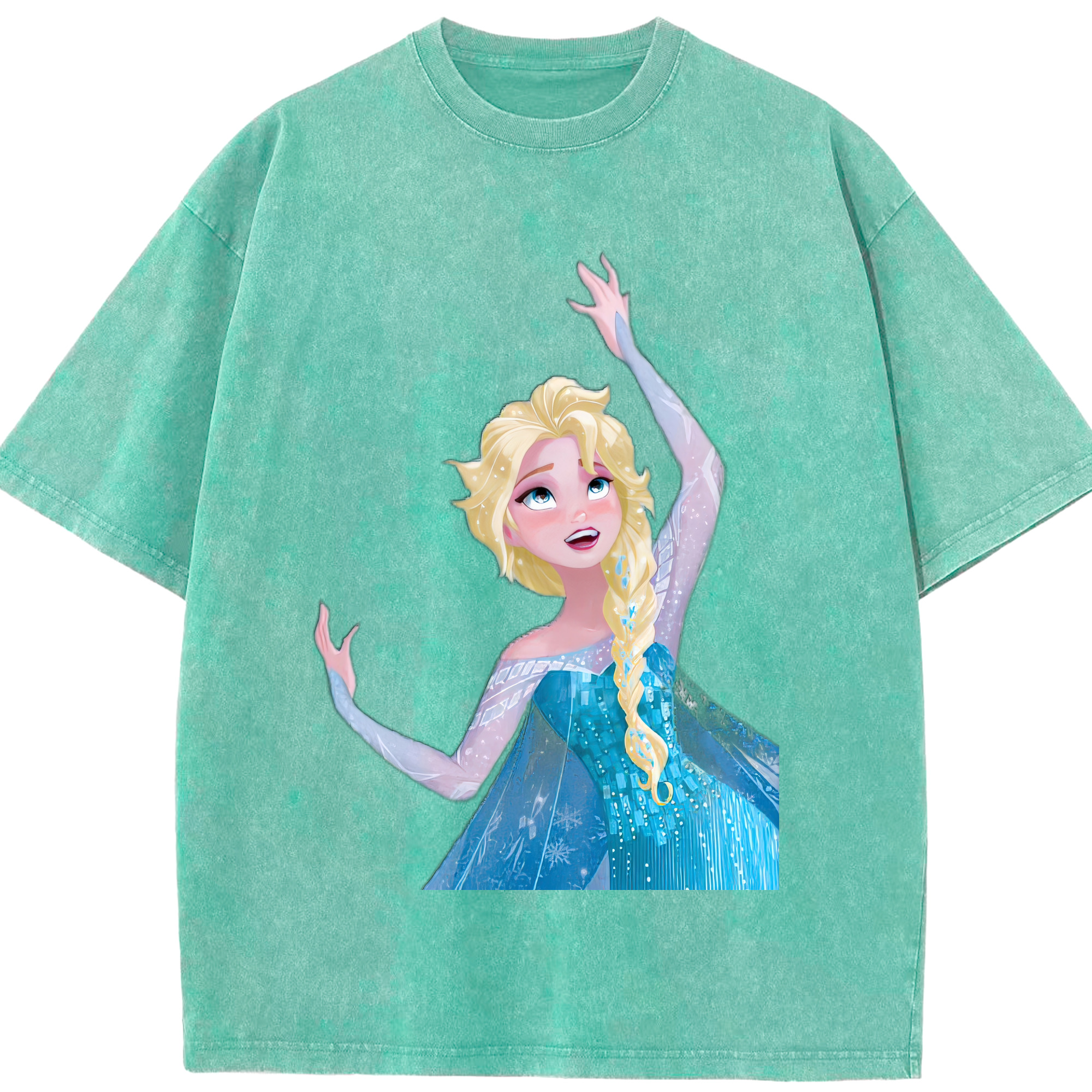 （画像用） アナと雪の女王 アンナ エルサ Frozen Anna Elsa 綿100% ヴィンテージ風 半袖Tシャツ（フロントプリント）